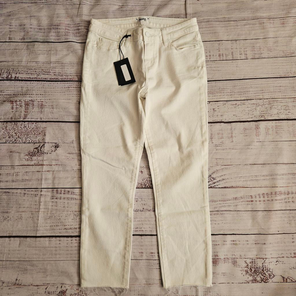 Paige Skyline Skinny Crop Raw Hem Pants White Womens 29 NWT